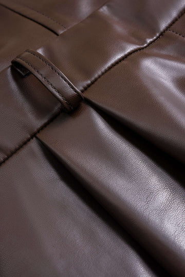 Faux Leather Ruched Strapless Jumpsuit