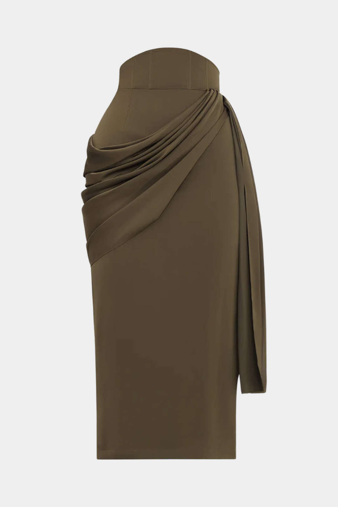 Satin Asymmetrical Ruched Skirt