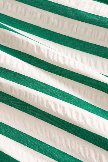 Stripes Print Smocked Strapless Backless Sleeveless Mini Dress