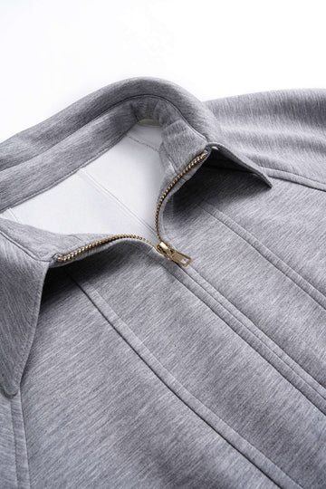 Zipper Ruched Waist-Cinching Sweatshirt