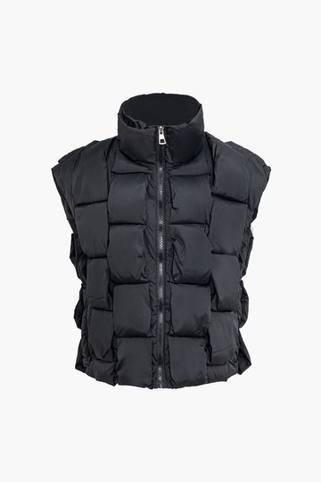 Stand Collar Quilted Puffer Vest