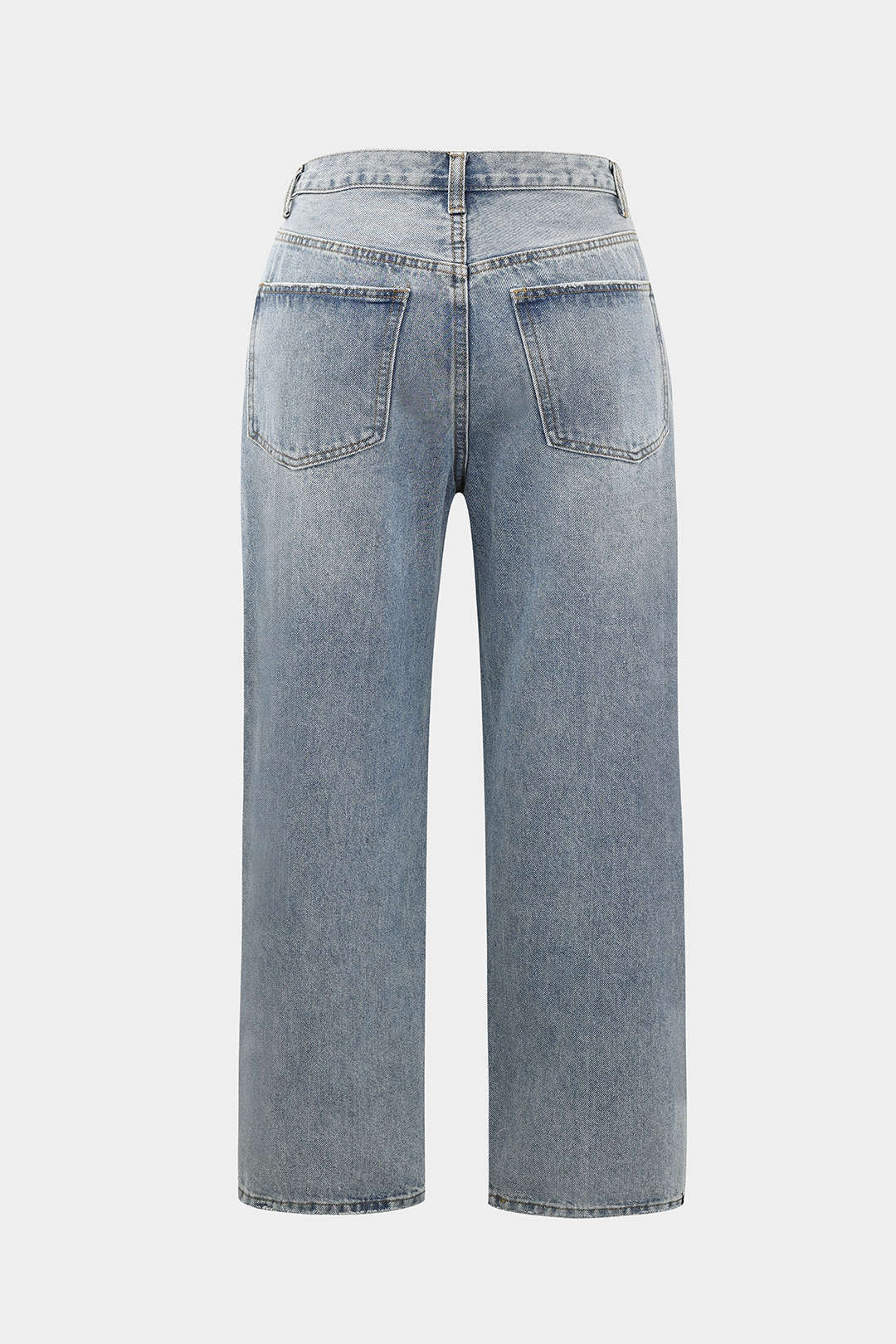 Plus Size Denim Zipper Detail High Waist Straight Leg Jeans