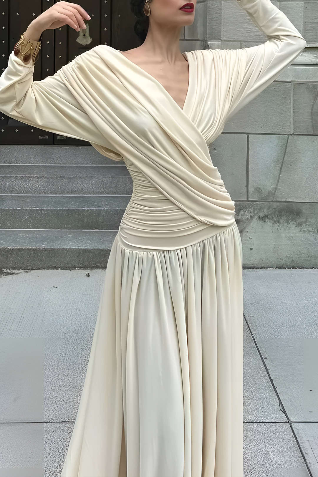 Ruched Backless Maxi Dress