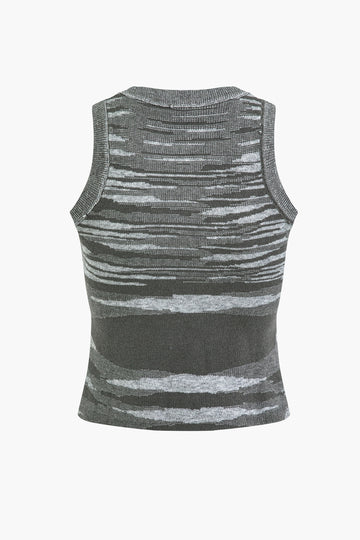 Abstract Striped Knit Sleeveless Tank Top