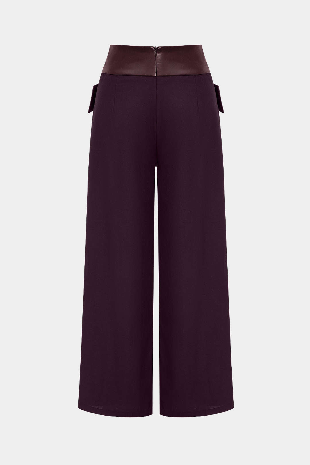 Pantalon de poche croisé à taille haute en faux cuir en cuir solide