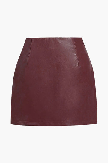 Plus Size Faux Leather Skirt