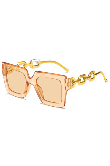 Square Frame Chain Temple Sunglasses