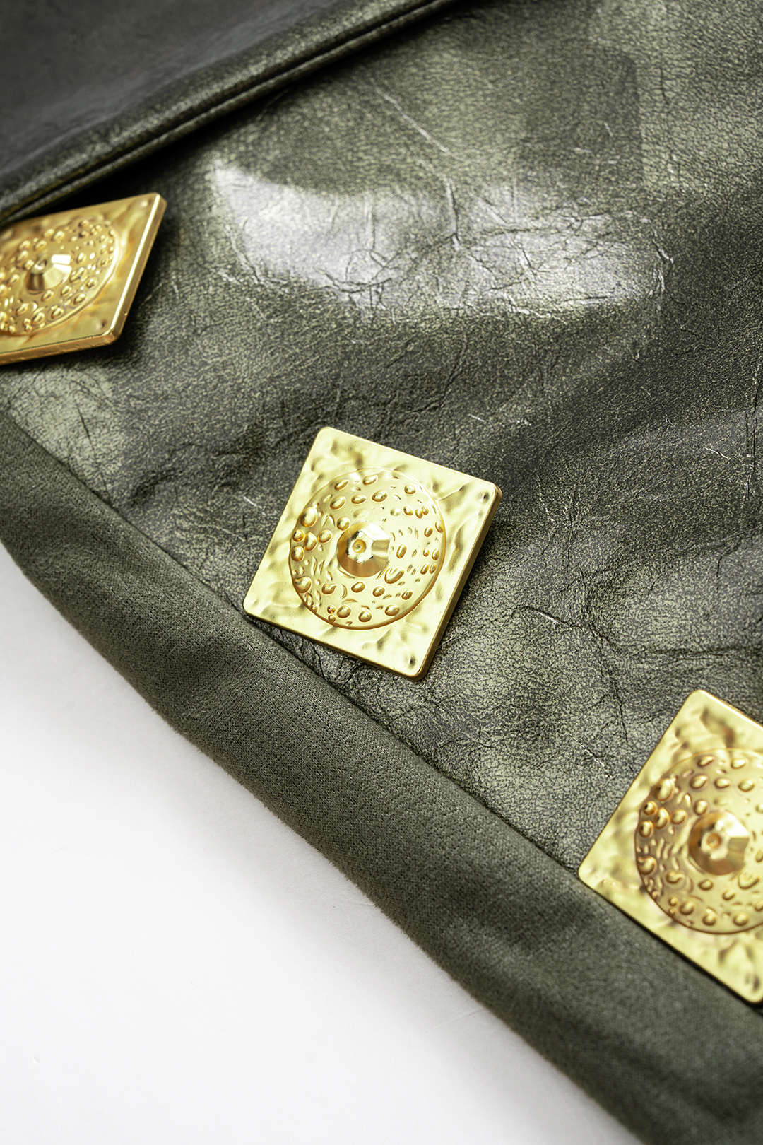 Faux Leather Patchwork Suede Metallic Decor High Waist Pants