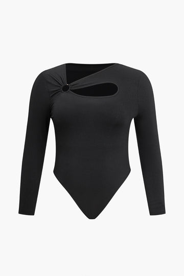 Plus maat vaste ribbels knop uitgehakte draai knoop bodysuit