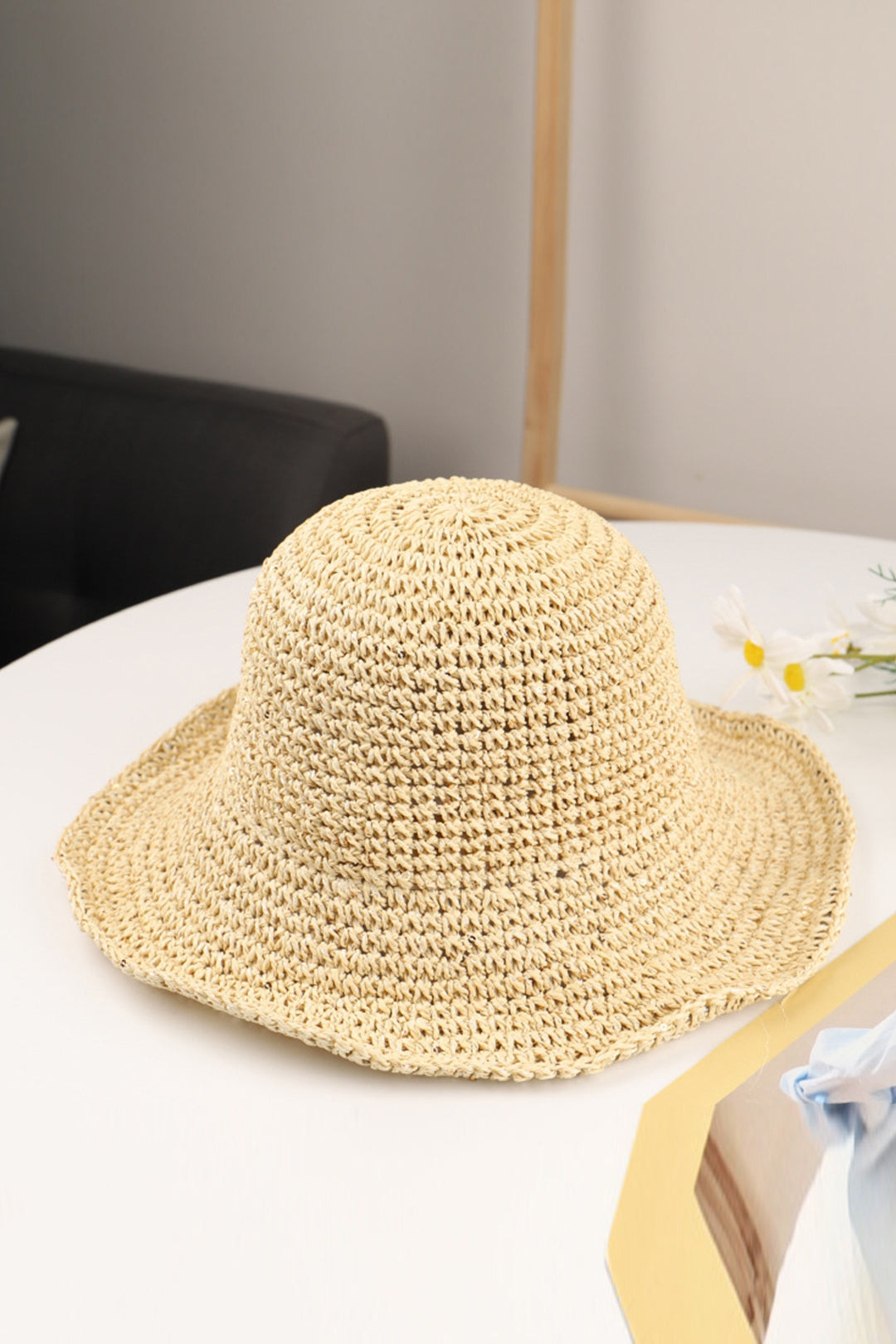 Hand-Crocheted Straw Hollow Out Foldable Beach Hat