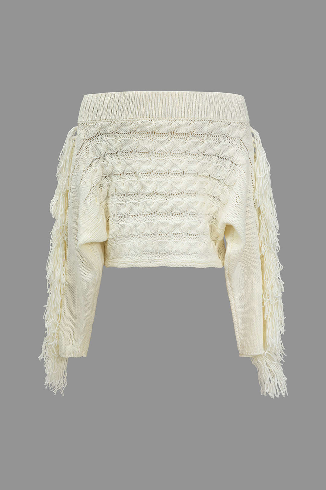 Solid Sweater Fringe Long-Sleeve Top