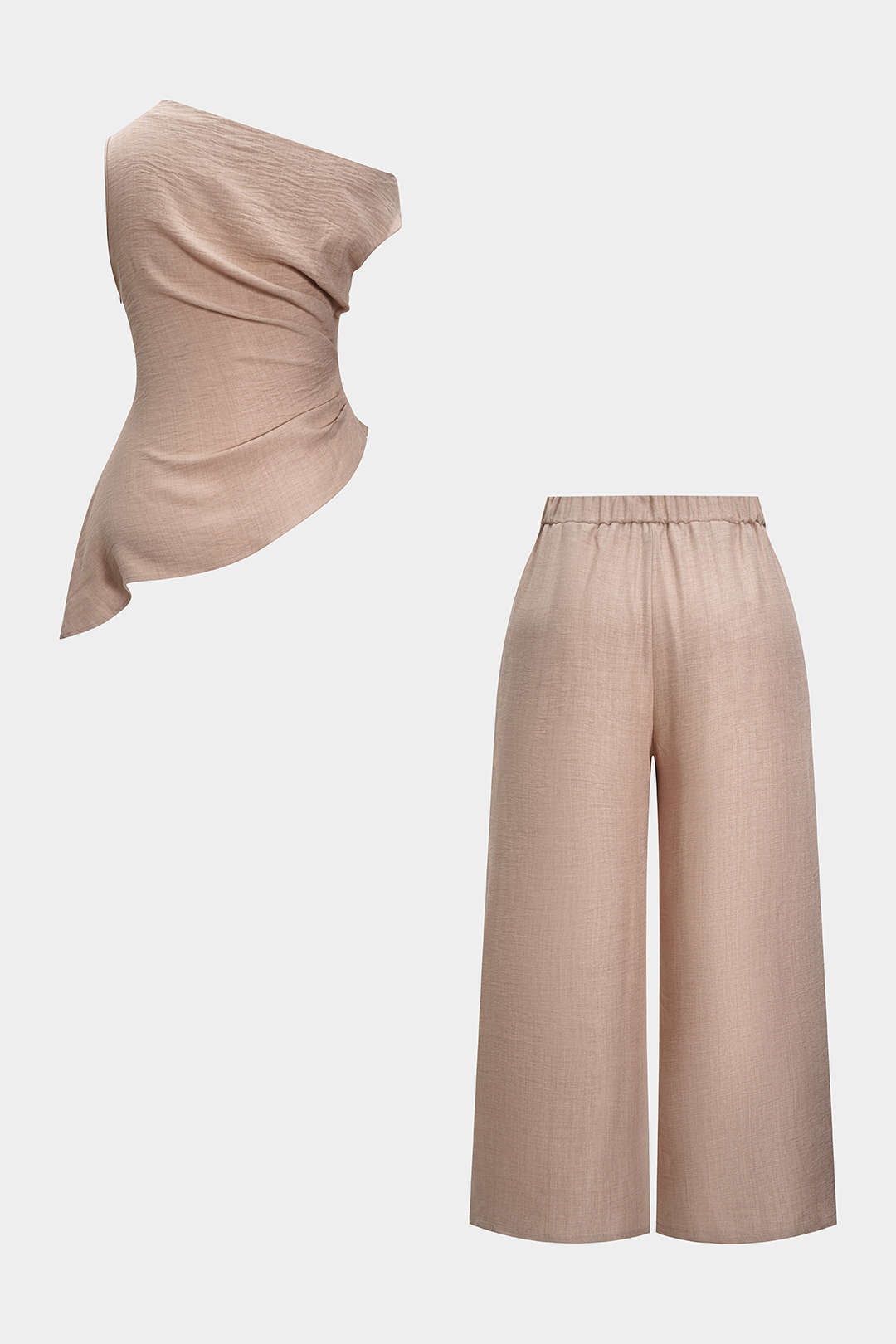 Plus Size Asymmetrical Ruched Trousers Set