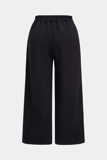 Patchwork plus taille de taille plus à manches longues et à taille haute les pantalons à jambe large de taille haute