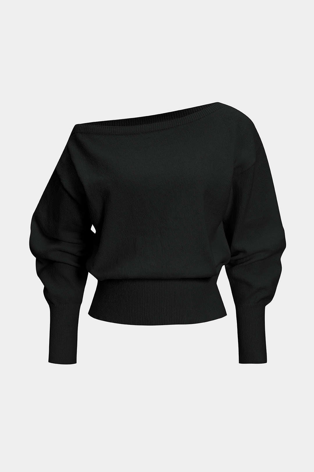 Knit Asymmetrical Long-Sleeve Top