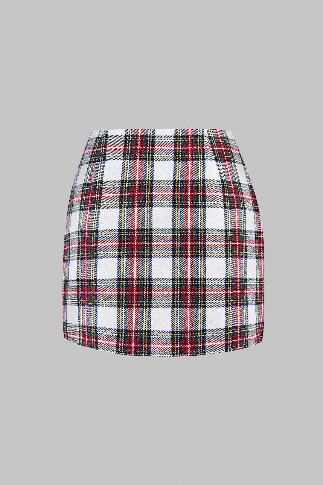 Contrast Plaid Print Asymmetrical High Waist Mini Skirt