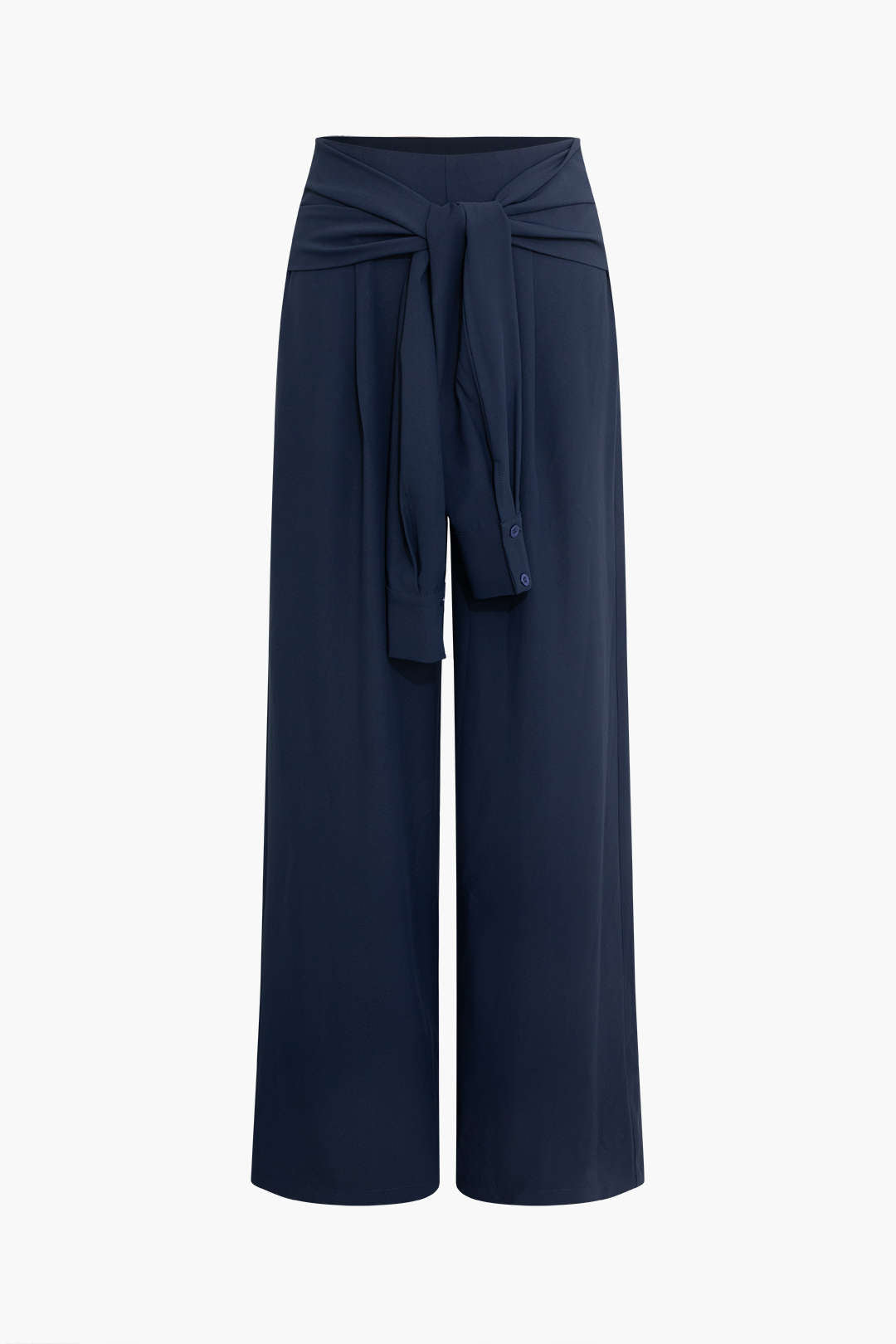 Solid Tie Front Trousers