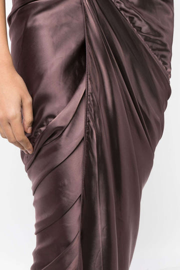 Satin Ruched Midi Skirt