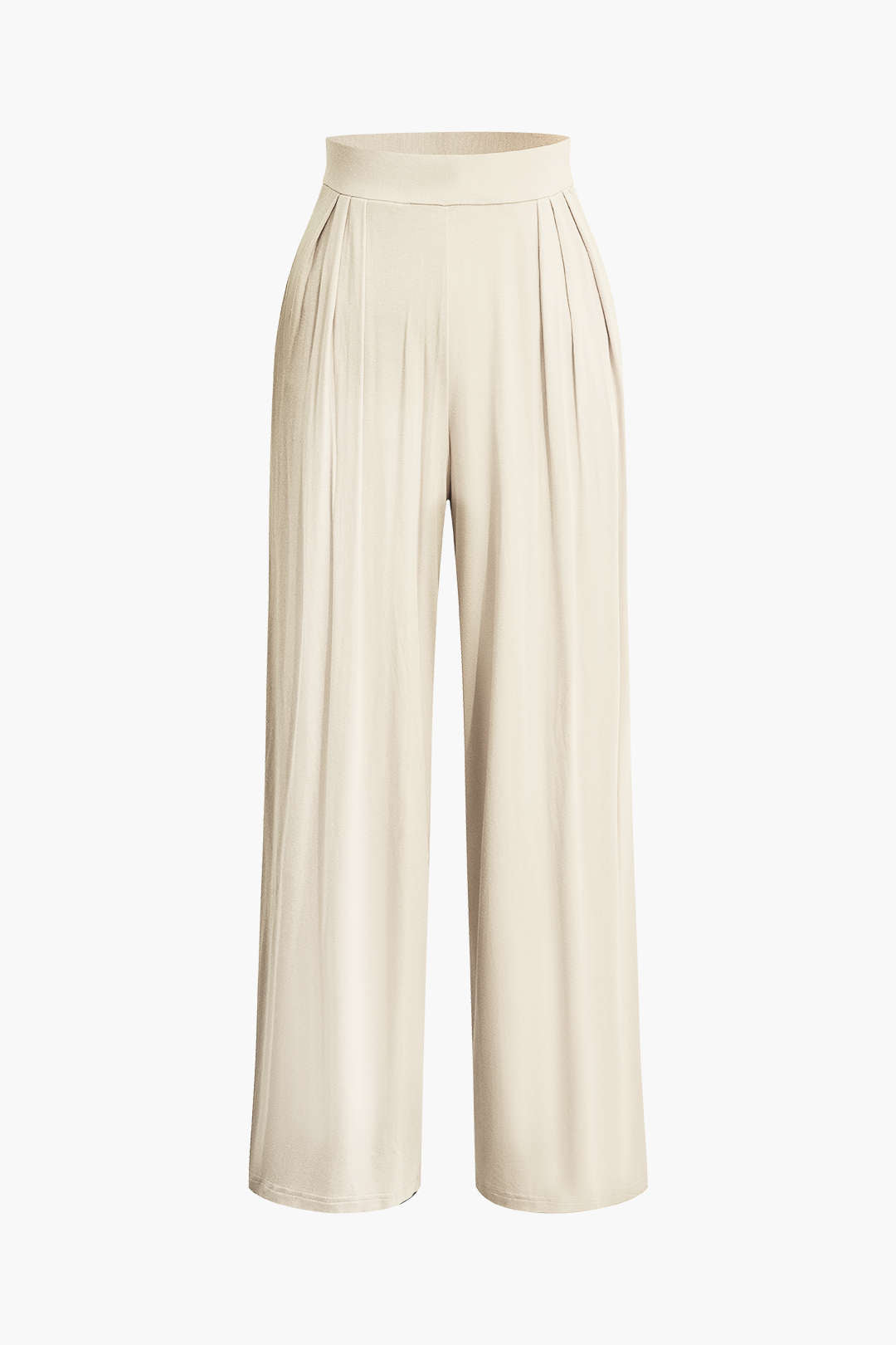 Tie Knot Front Ruched Tube Top And Pleated Wide Leg Pants