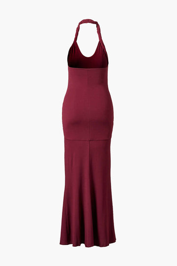 Halter Neck Sleeveless Maxi Dress