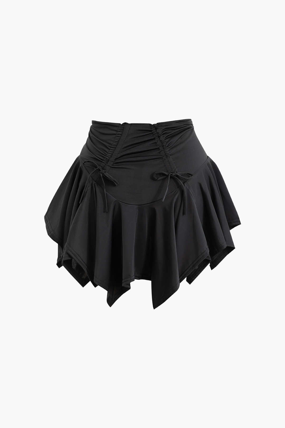 Ruched Drawstring Asymmetric Mini Skirt
