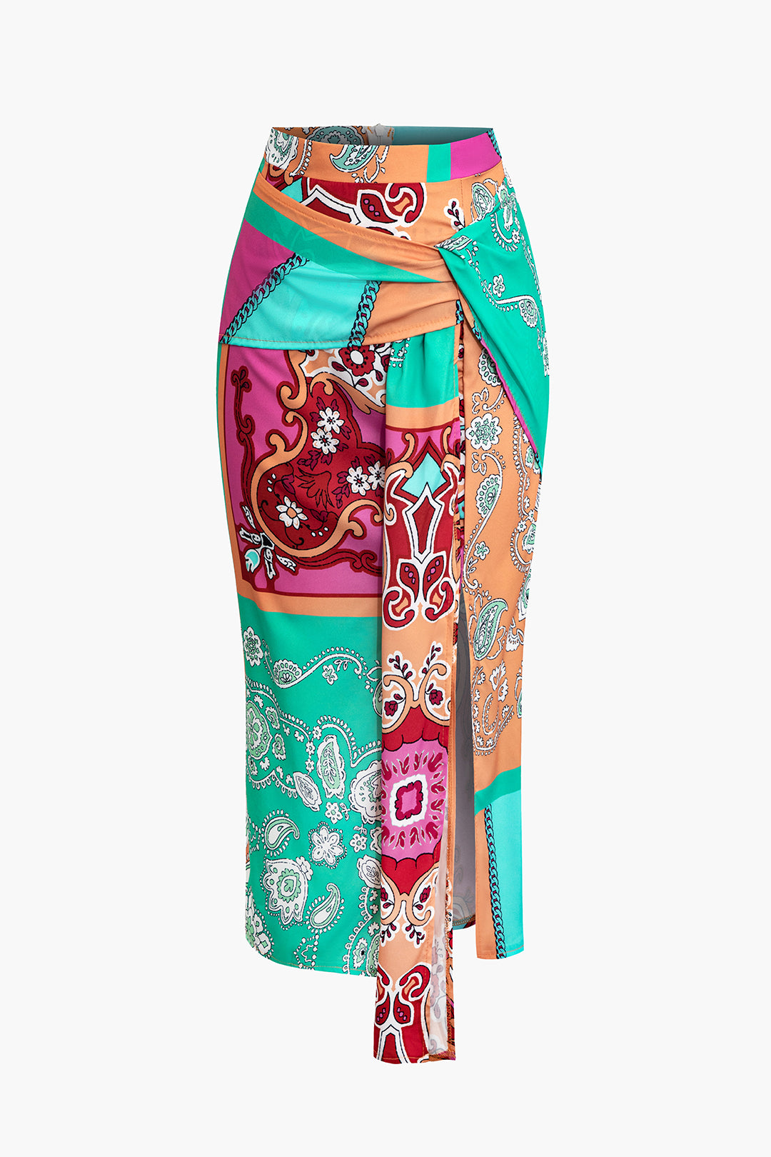 Paisley Print Split Wrap Midi Skirt Micas paisley-print-split-wrap-midi-skirt-micas