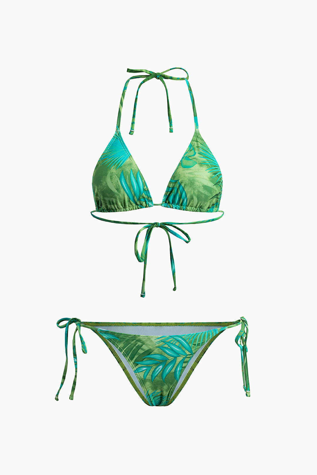 Leaves Print Bikini And Cover Up Swimsuit Set