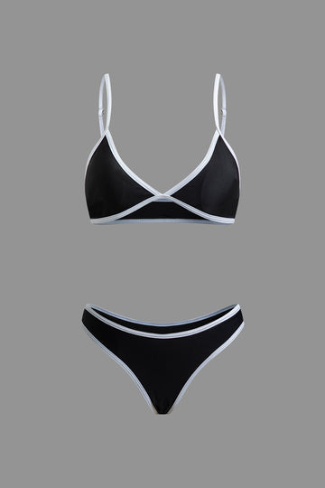 Contrast Trim Bikini Set
