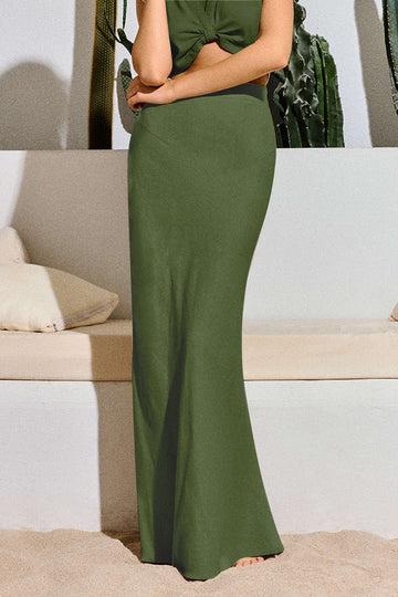 Linen-Blend High-Waisted Maxi Skirt