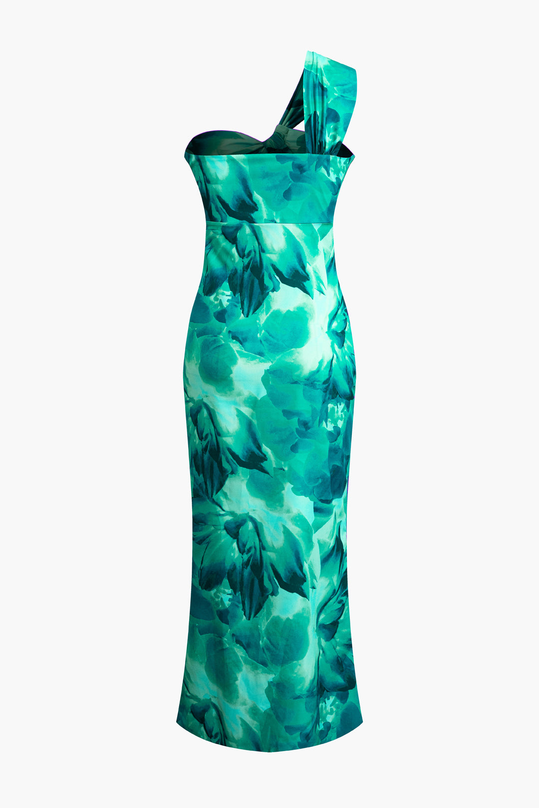 Floral One-Shoulder Cut Out Midi Dress