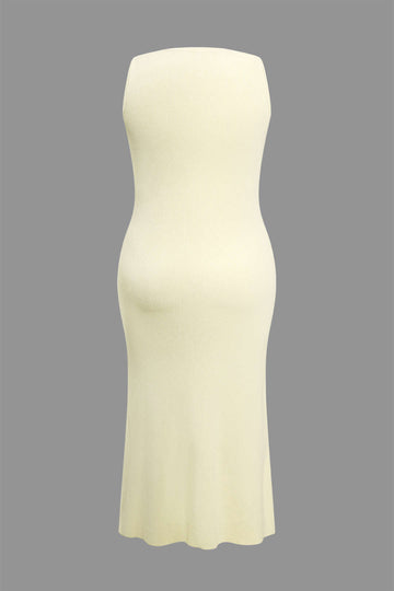 Plus Size Button Up Sleeveless Knit Midi Dress