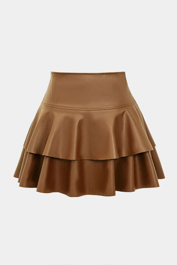 Jupe de couche asymétrique en faux cuir solide