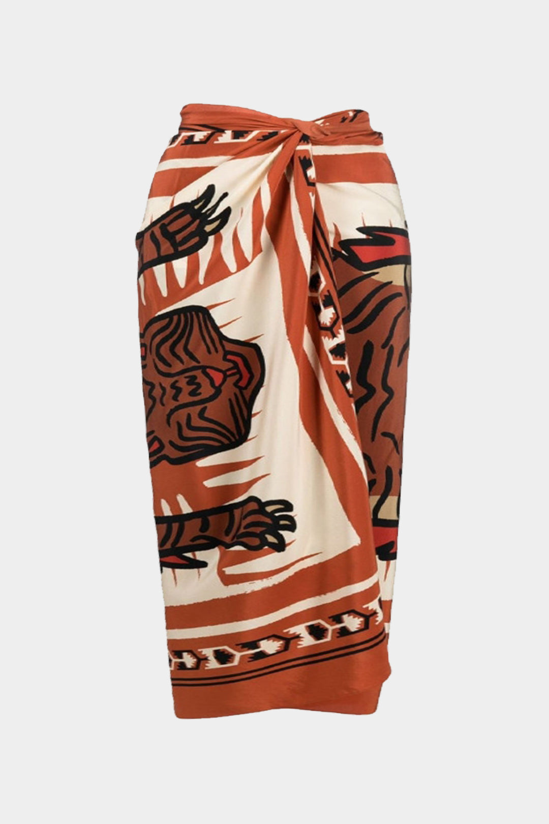 Plus Size Tiger Print Knotted Wrap Skirt