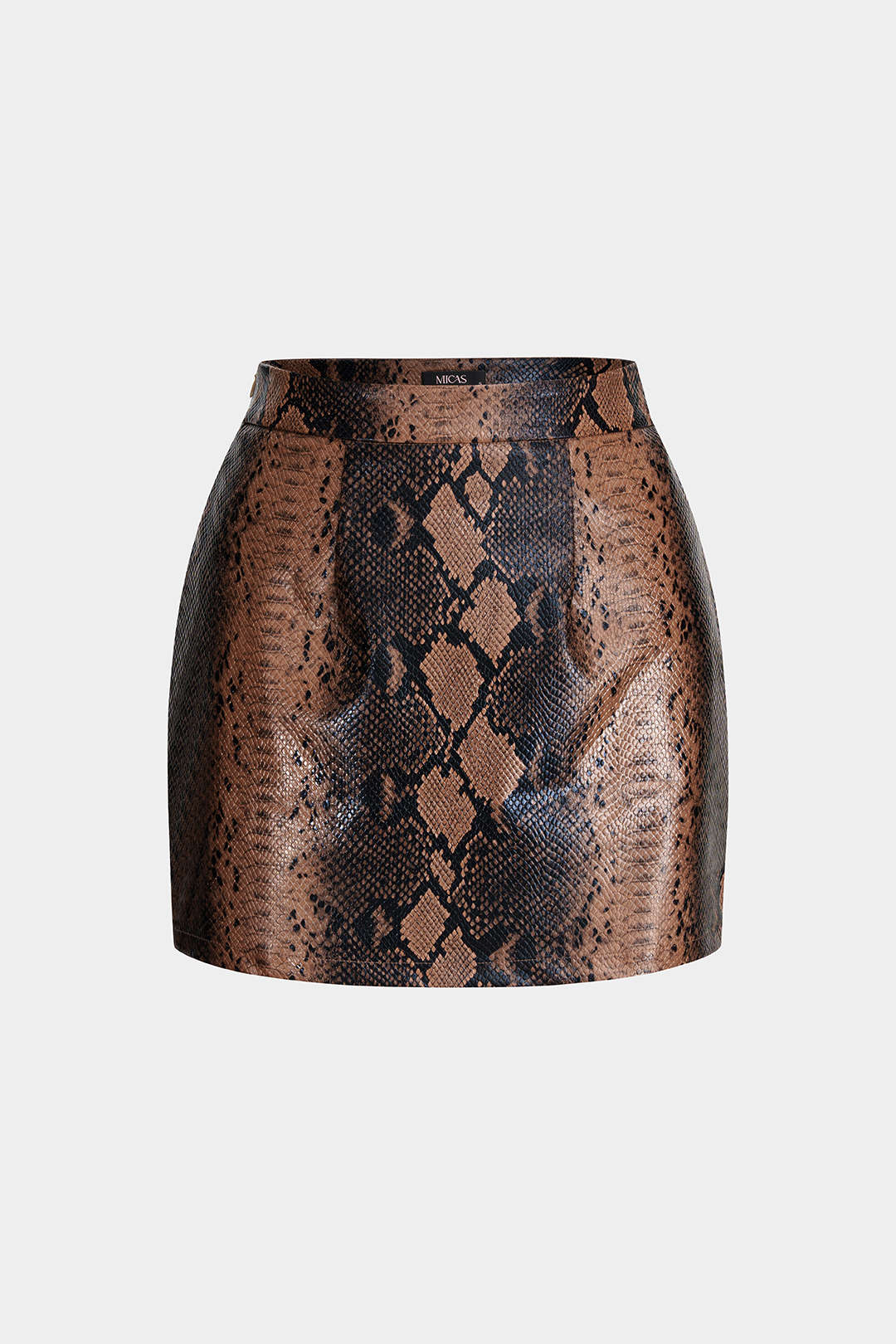 Snake Skin Print Faux Leather Skirt