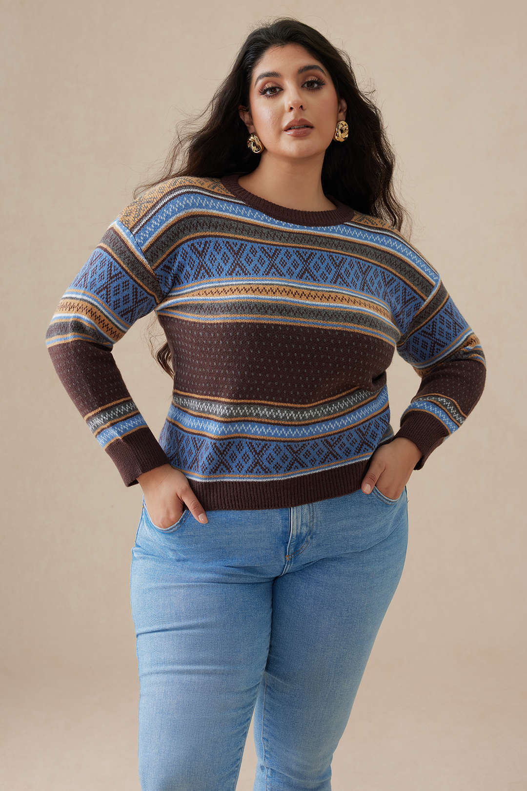 Plus Size Sweater Long-Sleeve Top