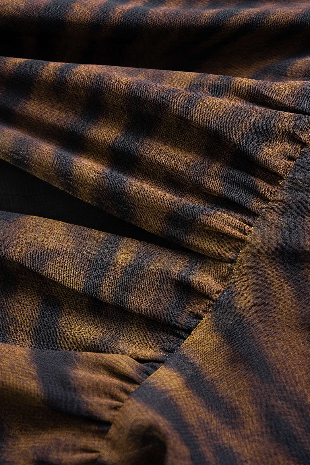 Tiger Print Chiffon V-Neck Asymmetrical Knotted Ruched Sleeveless Mini Dress