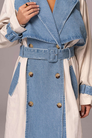 Patchwork Denim Long Outerwear