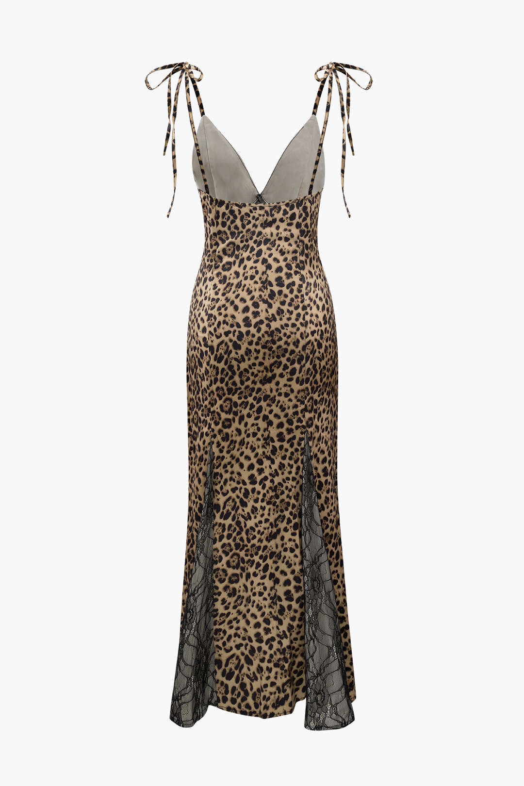 Lace Detail Leopard Print Maxi Dress