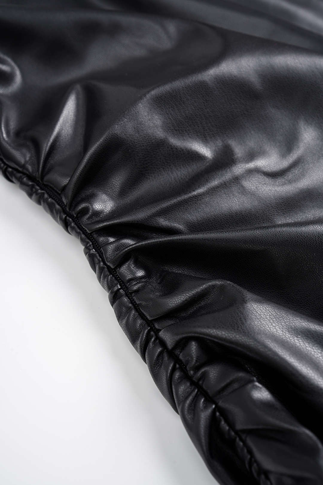 Faux Leather Chain Off Shoulder Long Sleeve Mini Dress