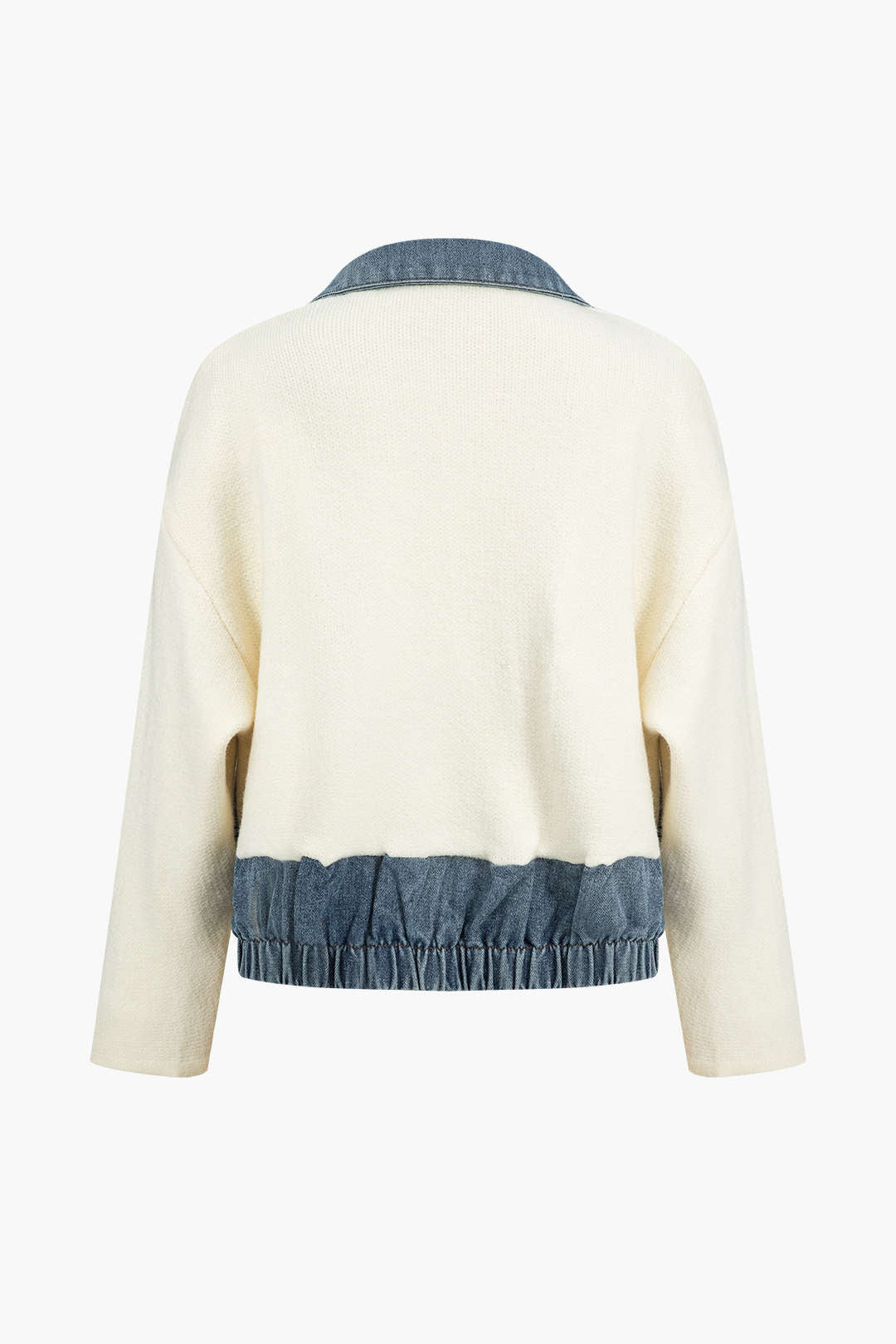 Cardigan de pull de poche patchwork en jean