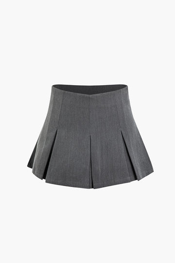 Basic Solid Pleated Mini Skirt