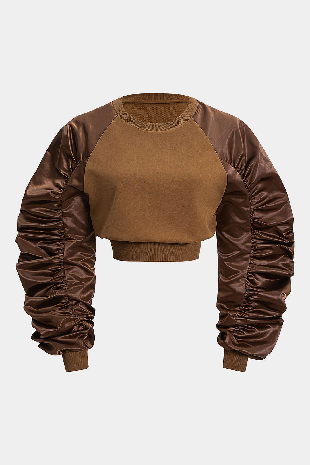 Ruched Patchwork Long Sleeve Sweatshirt