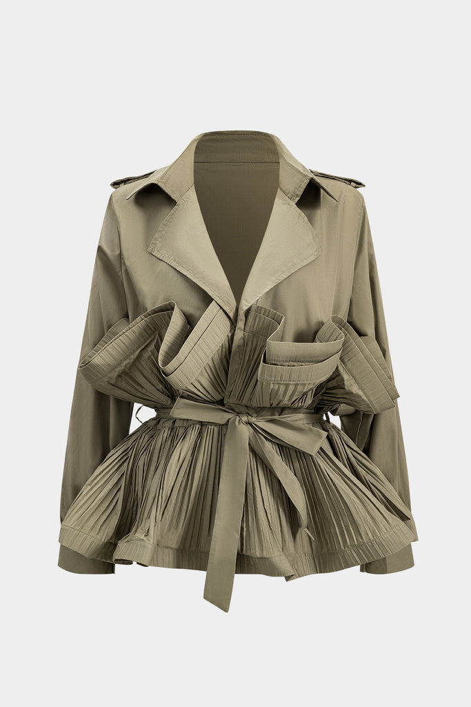 Pleated Ruffle Tie-Up Jacket - decent-life