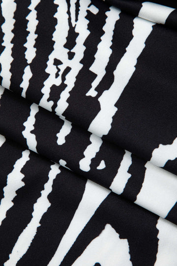 Abstract Print  Backless Tie Slit Slip Slit Midi Dress