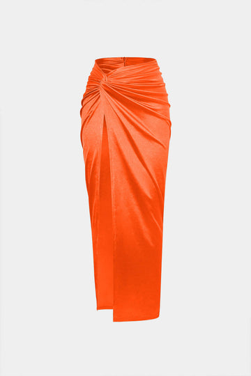 Twist Dettall High Slit Midi Skirt