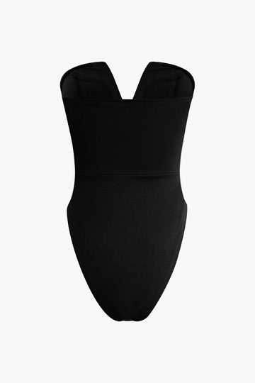 Basic V-neck Strapless Bodysuit