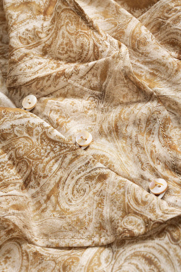 Abstract Print Ruffle Neck Long-Sleeve Shirt