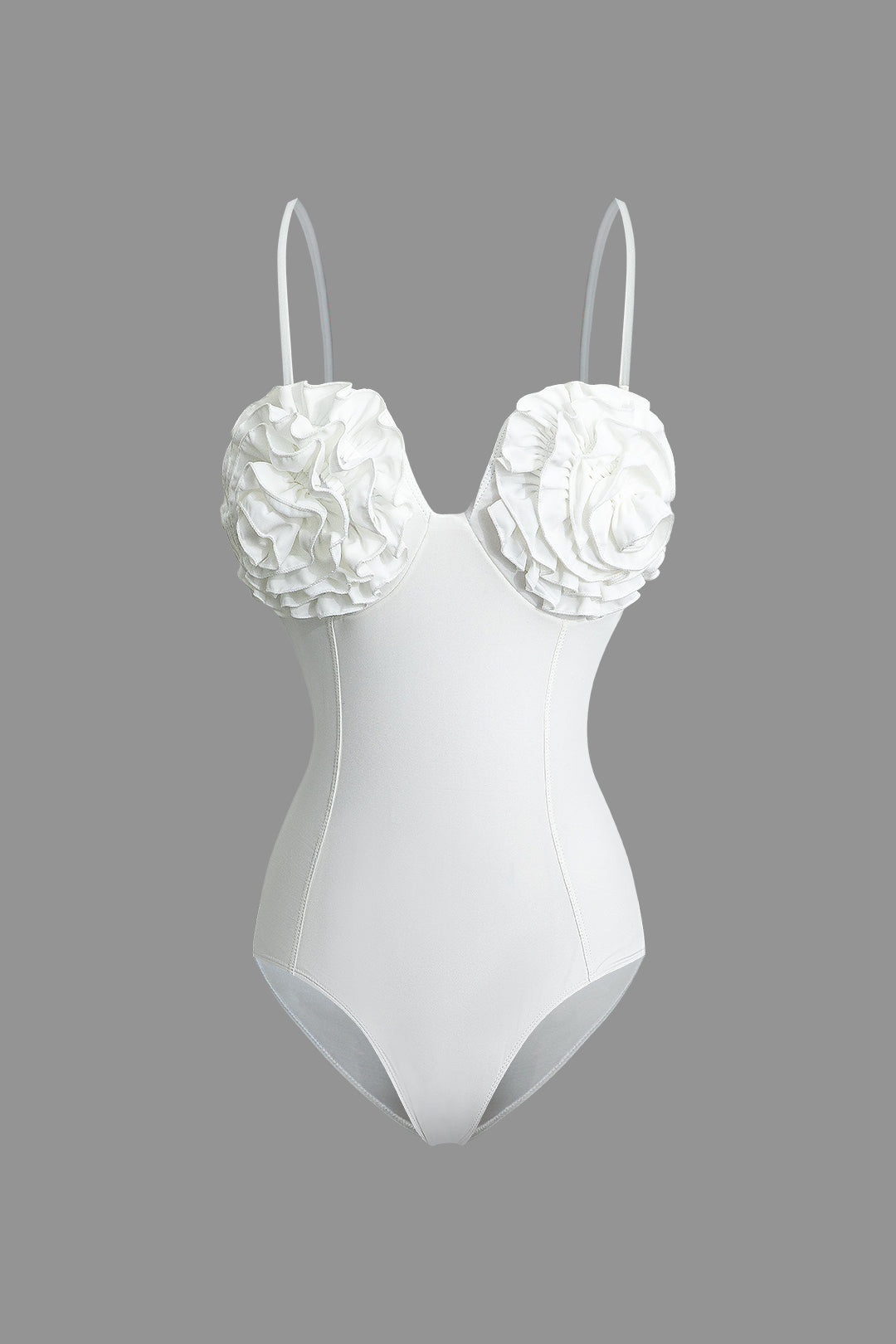 Solid 3D Flower One-Piece Swimsuit