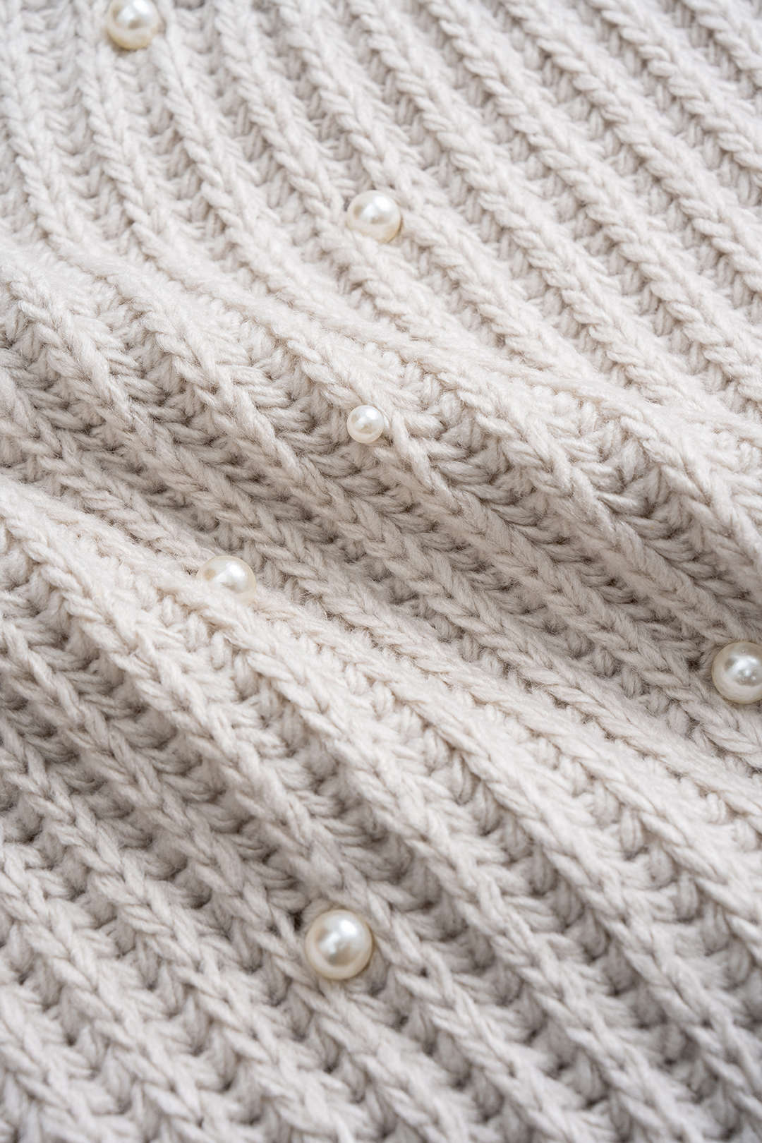 Knit Beaded Decor Round Neck Long-Sleeve Top