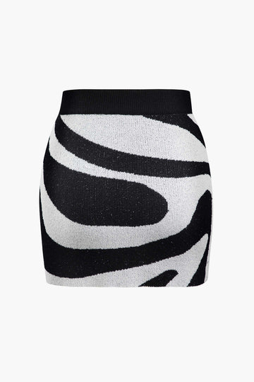 Swirl Knit Tube Top And Mini Skirt Set