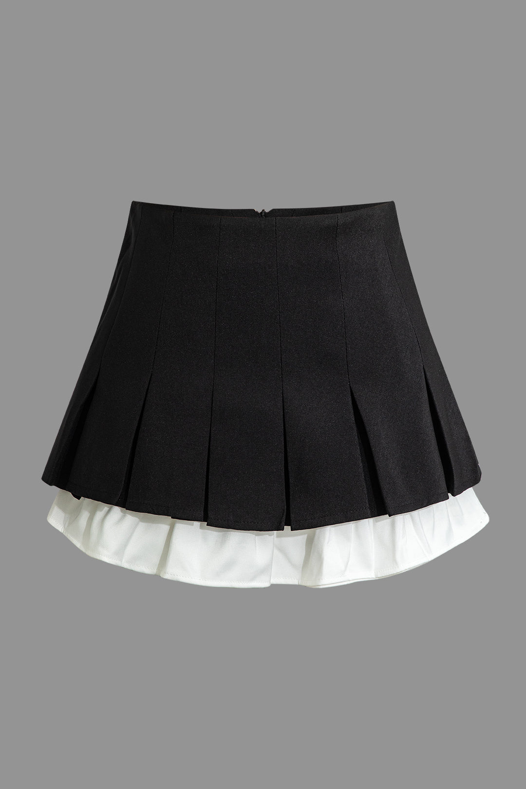 Contrast Patchwork Pleated Mini Skirt